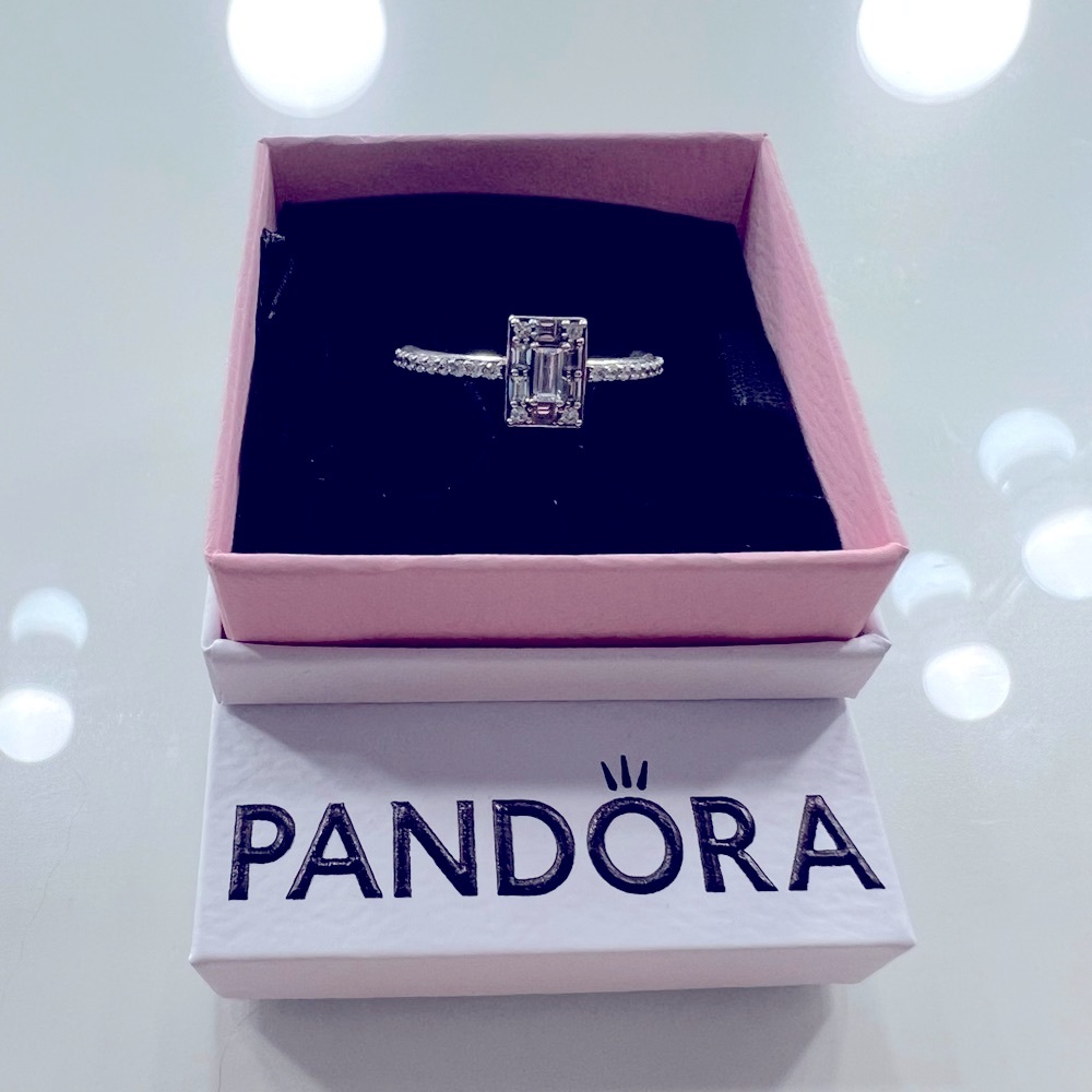 Pandora Silver Ring with Clear Stone